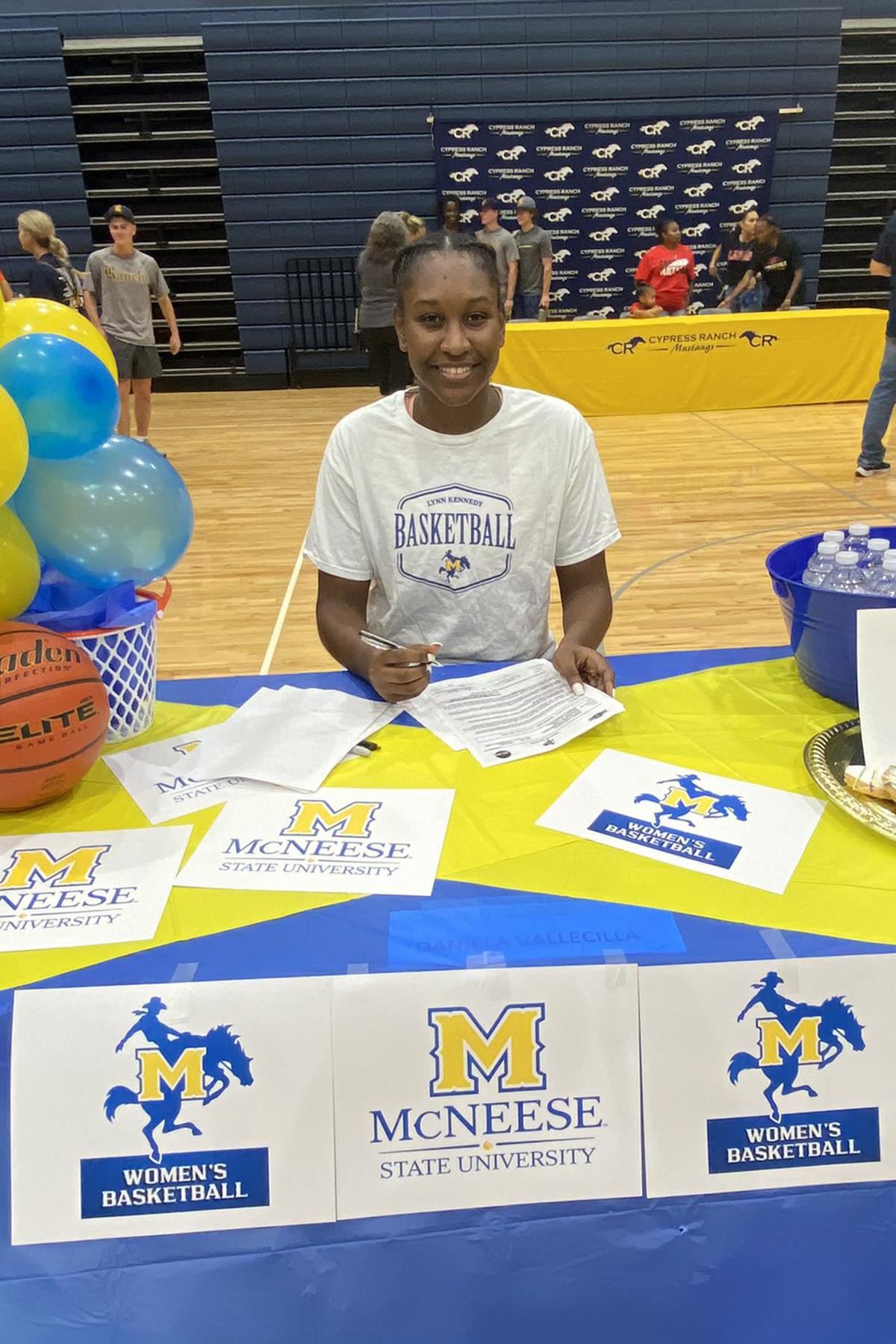 Cypress Ranch High School senior Daniela Vallecilla signed a letter of intent to play basketball at McNeese State University.